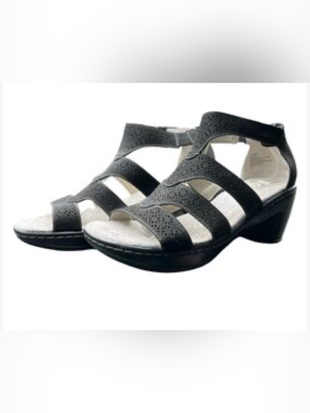 NIB JBU by Jambu Bianca Black Wedge Gladiator Sandals Size 9 $45